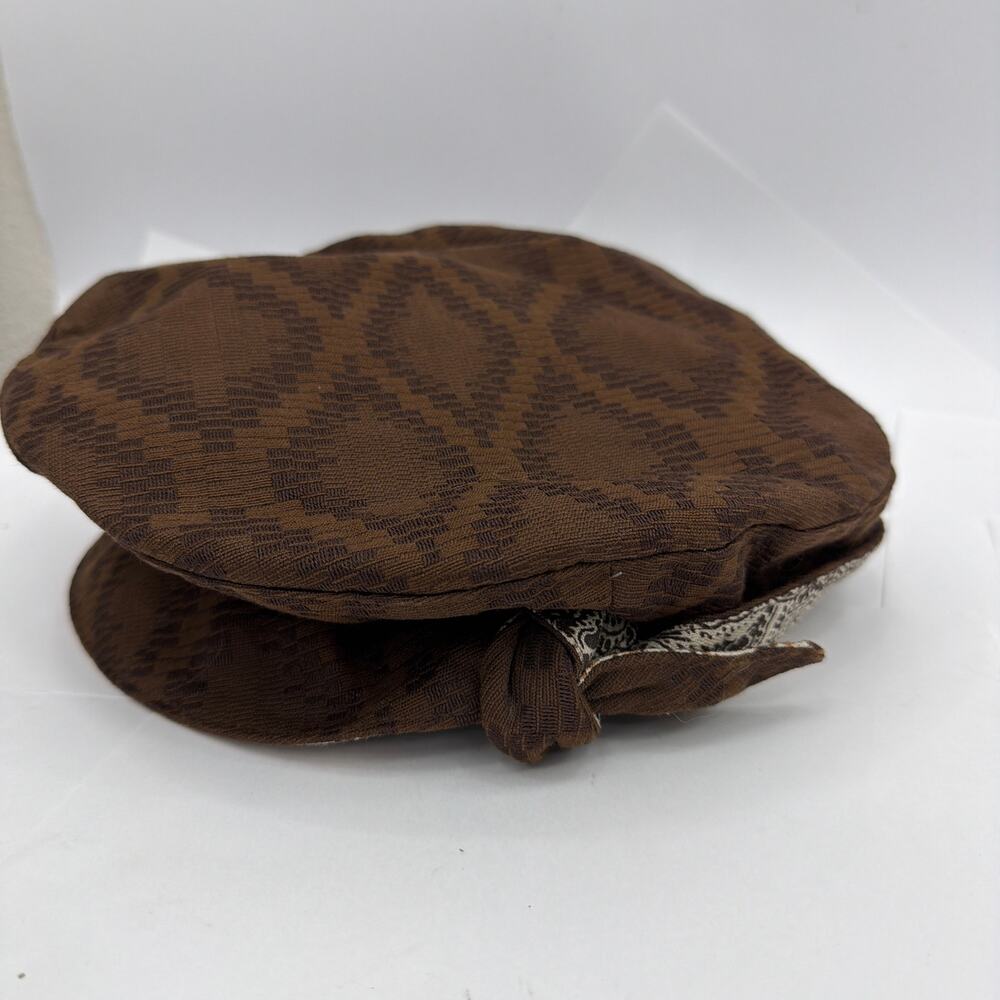 Philippe Guestault Paris Brown Woven Checkerboard Newsboy Baker Boy Cap - Picture 3 of 8